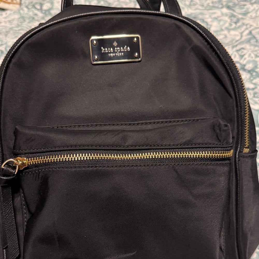 Kate Spade Black Backpack with Gold Zipper